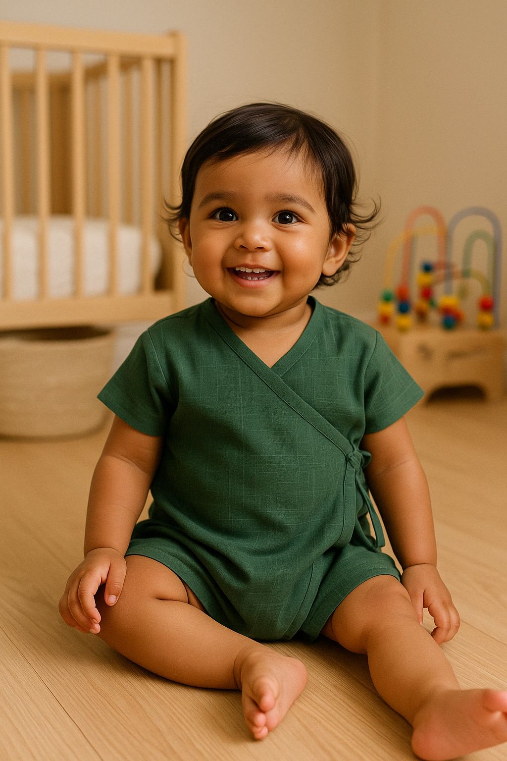 Jump In Pumpkin Baby Onesie-Dark Green