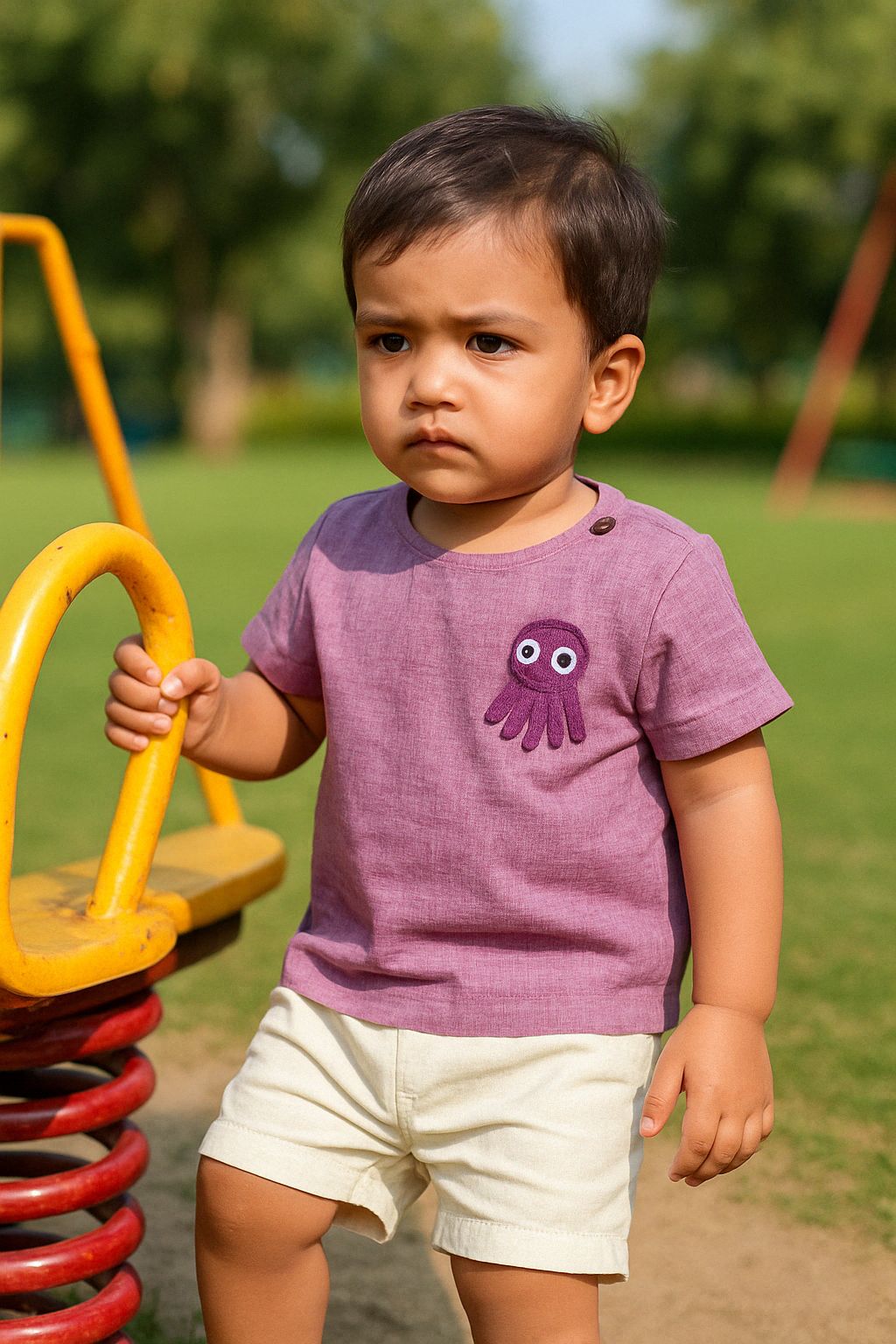 Purple Top & White Shorts Baby Set