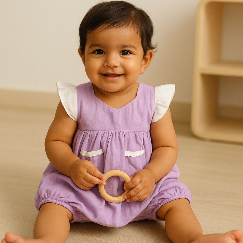 Double Cotton Purple Frill Onesie