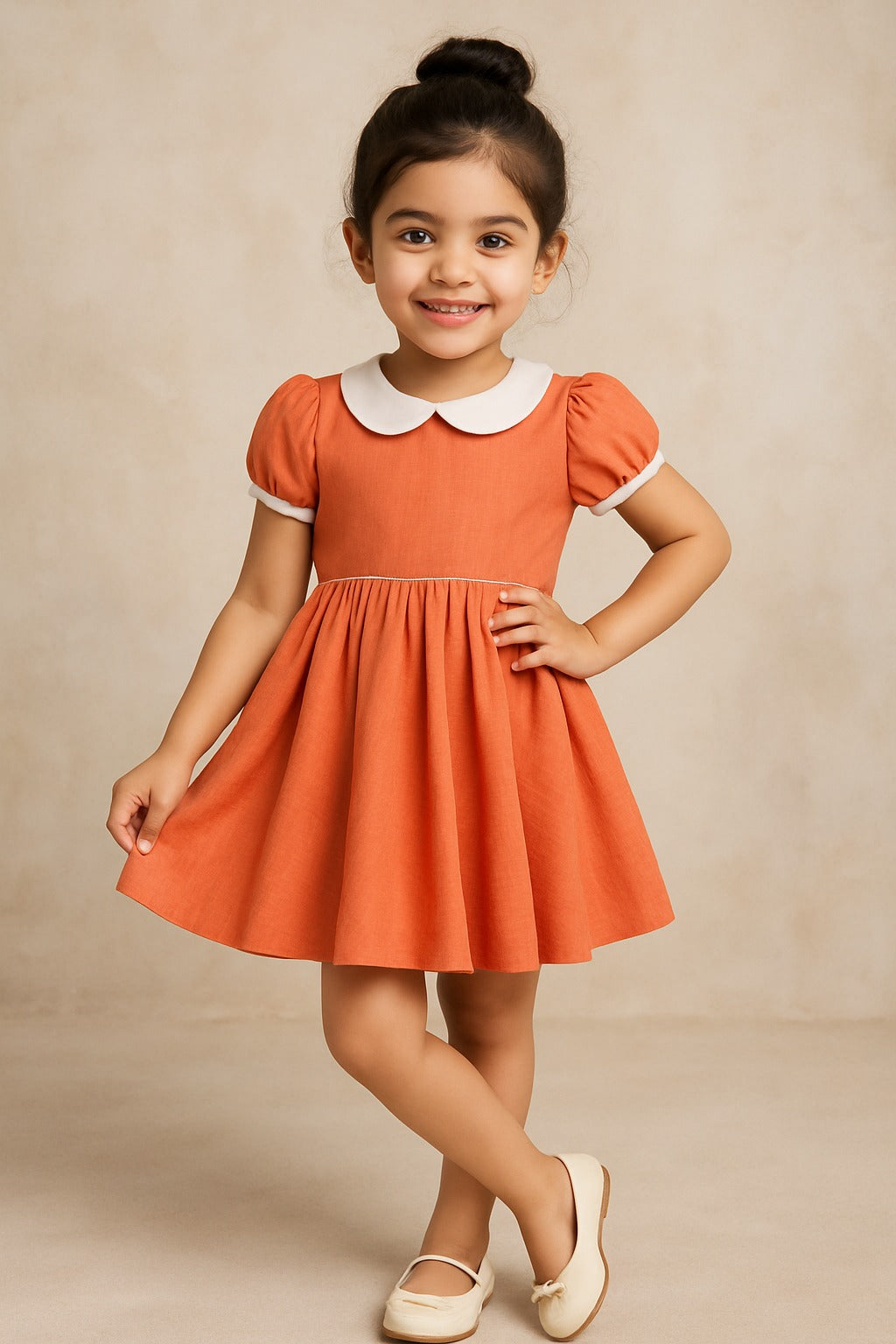 Pure Cotton Slub Tangarine Dress