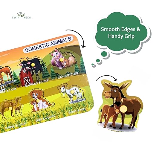 Domestic Animals Wooden Peg Puzzle