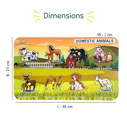 Domestic Animals Wooden Peg Puzzle