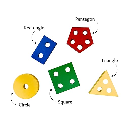 5 Shapes Wooden Geometric Sorter - Large