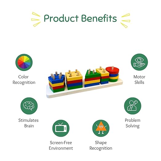 5 Shapes Wooden Geometric Sorter - Large