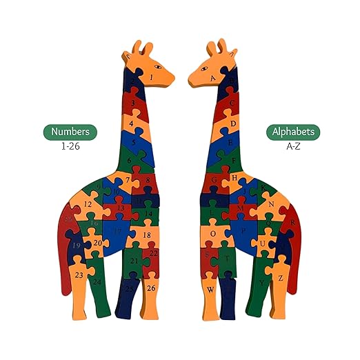Wooden Giraffe Alphabets & Number Puzzle