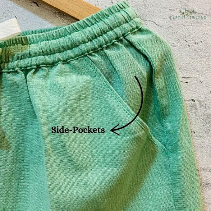 Green Shorts with Drawstrings