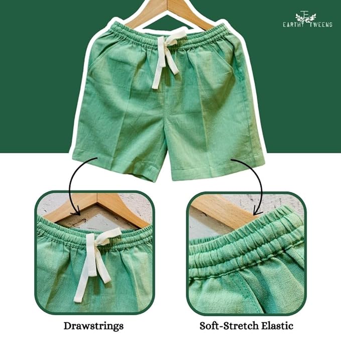 Green Shorts with Drawstrings