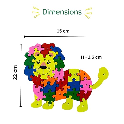 Wooden Lion Alphabet & Number Puzzle
