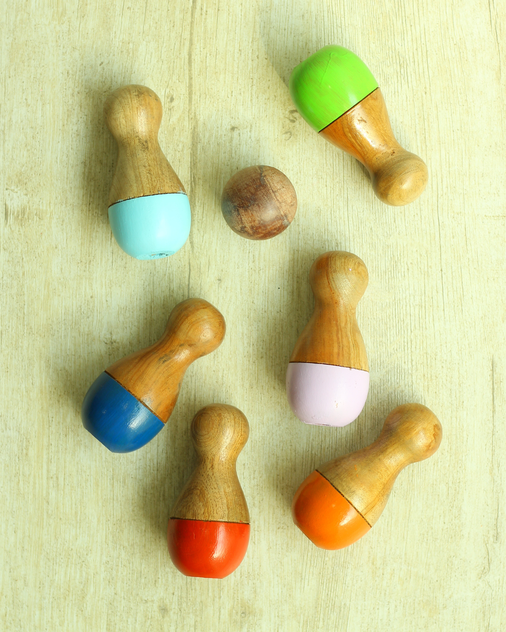 Small Wooden Pin Bowling Set Earthytweens