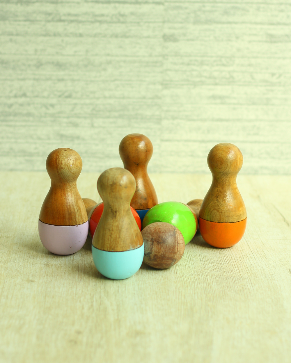 Small Wooden Pin Bowling Set Earthytweens
