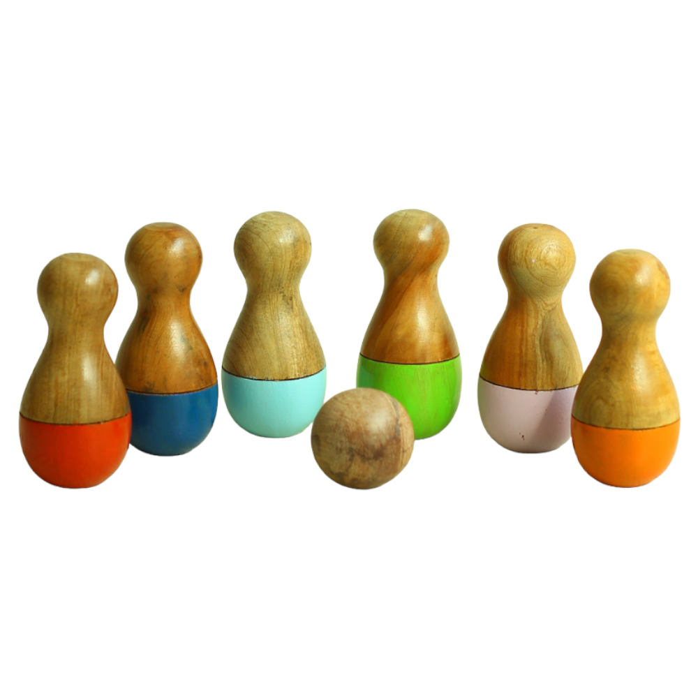 Small Wooden Pin Bowling Set Earthytweens