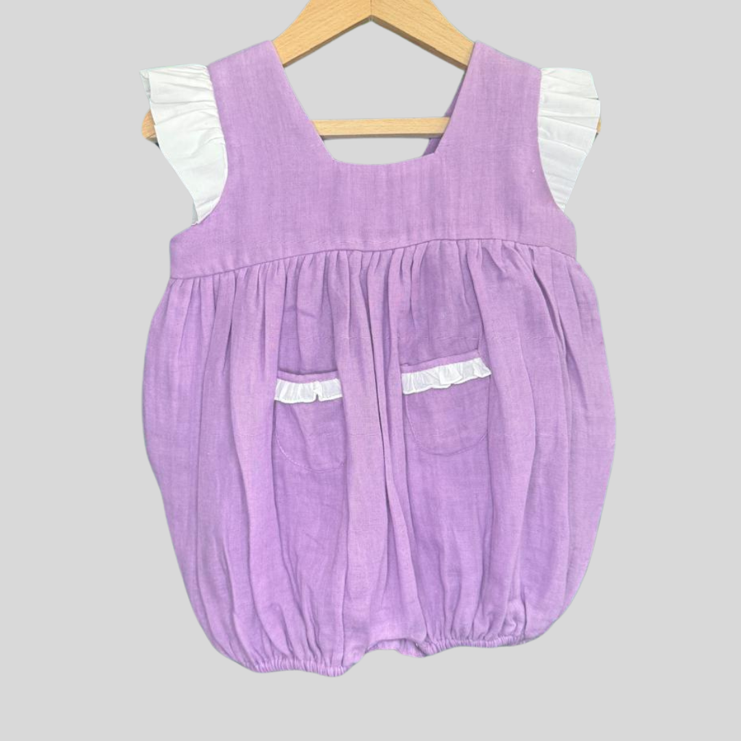 Double Cotton Purple Frill Onesie