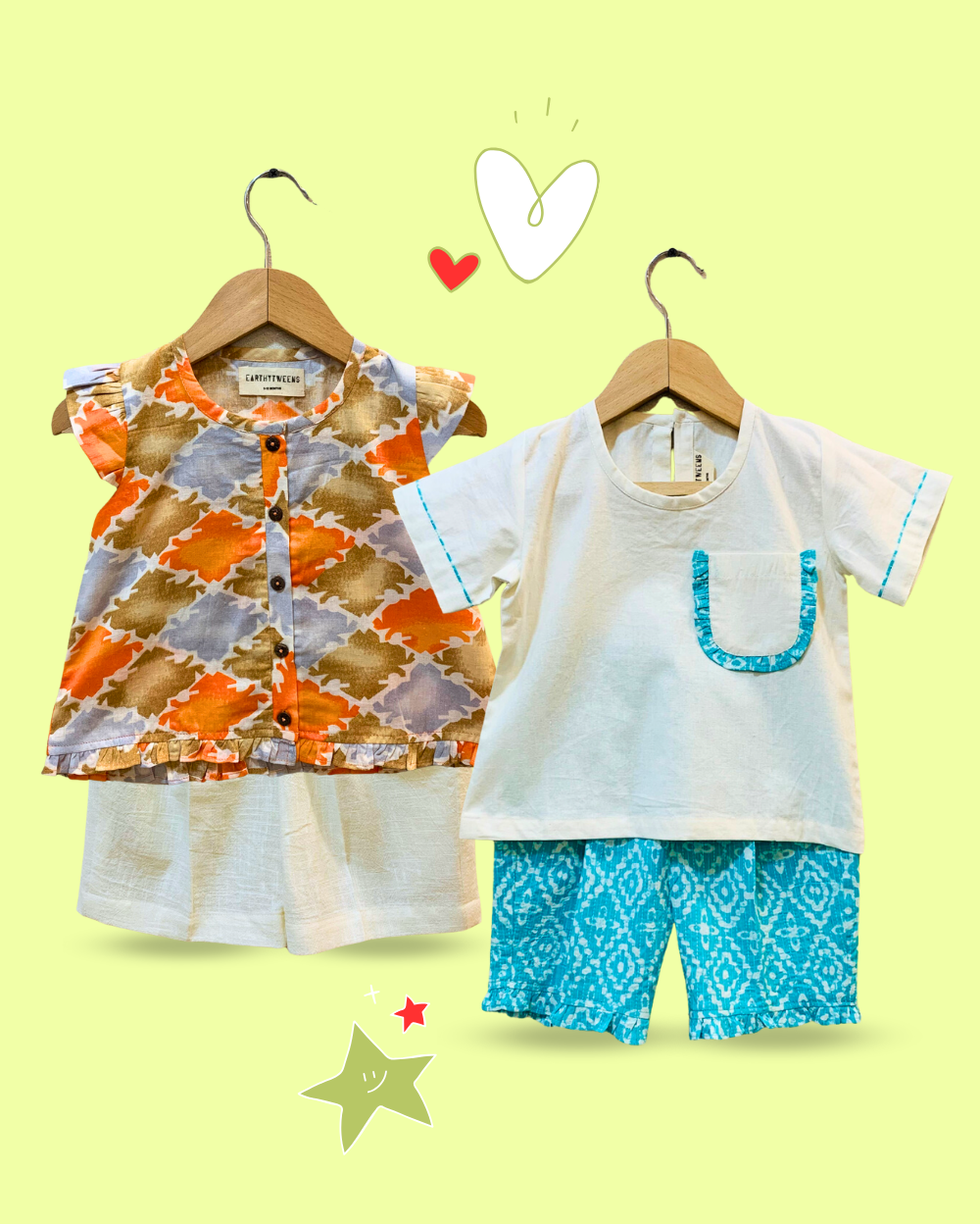 100% Natural Cotton Baby Sets for Baby Girl - 2 Piece Set