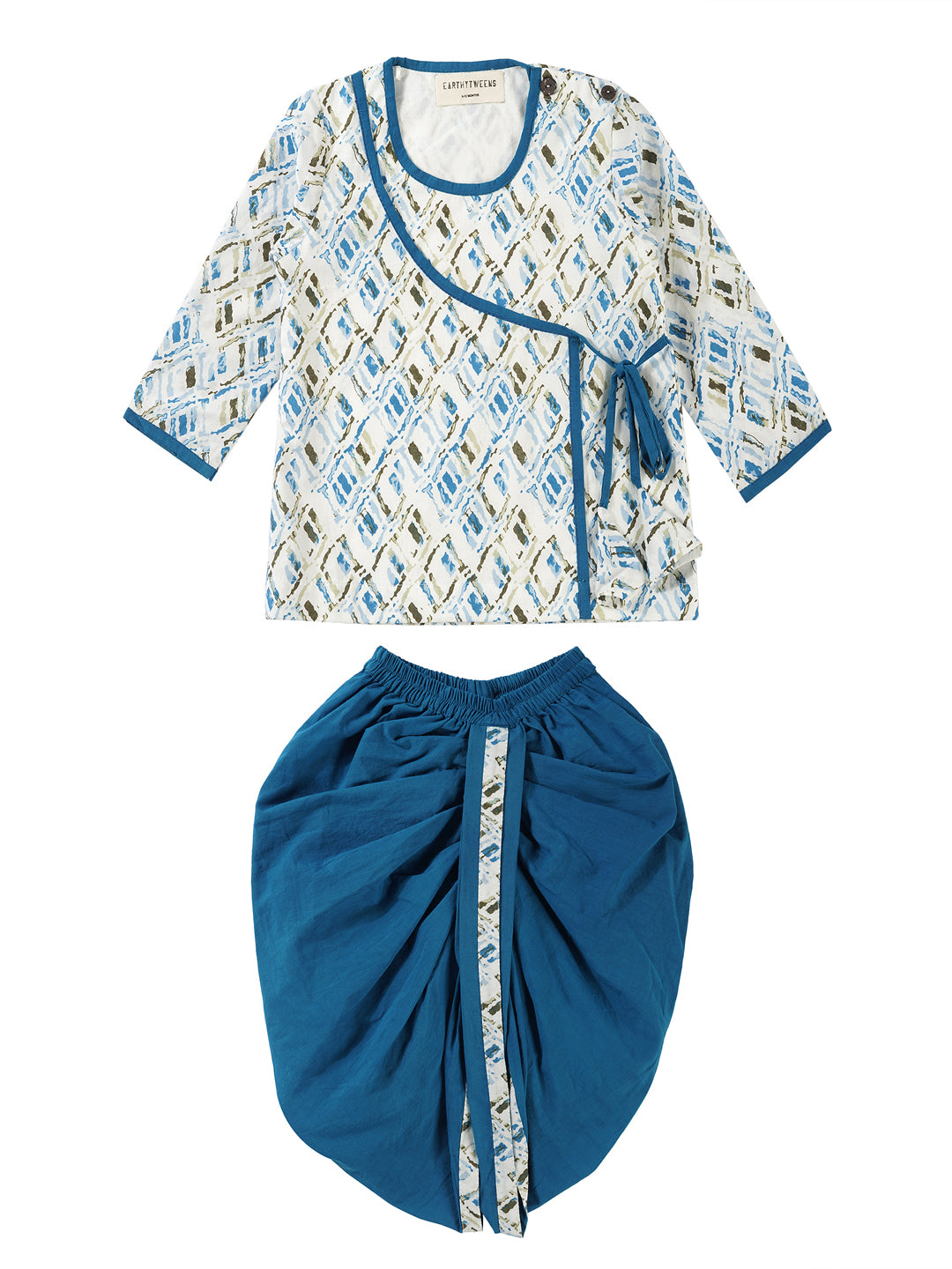 Printed Bagalbandi & Azure Blue Dhoti Set