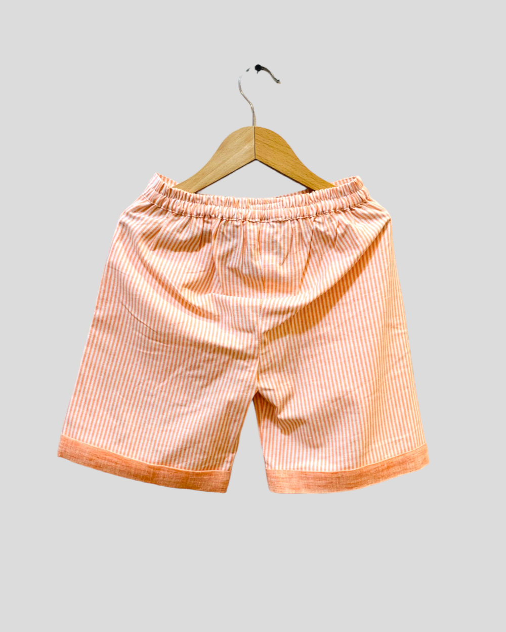 Orange Striped Pleated Shorts