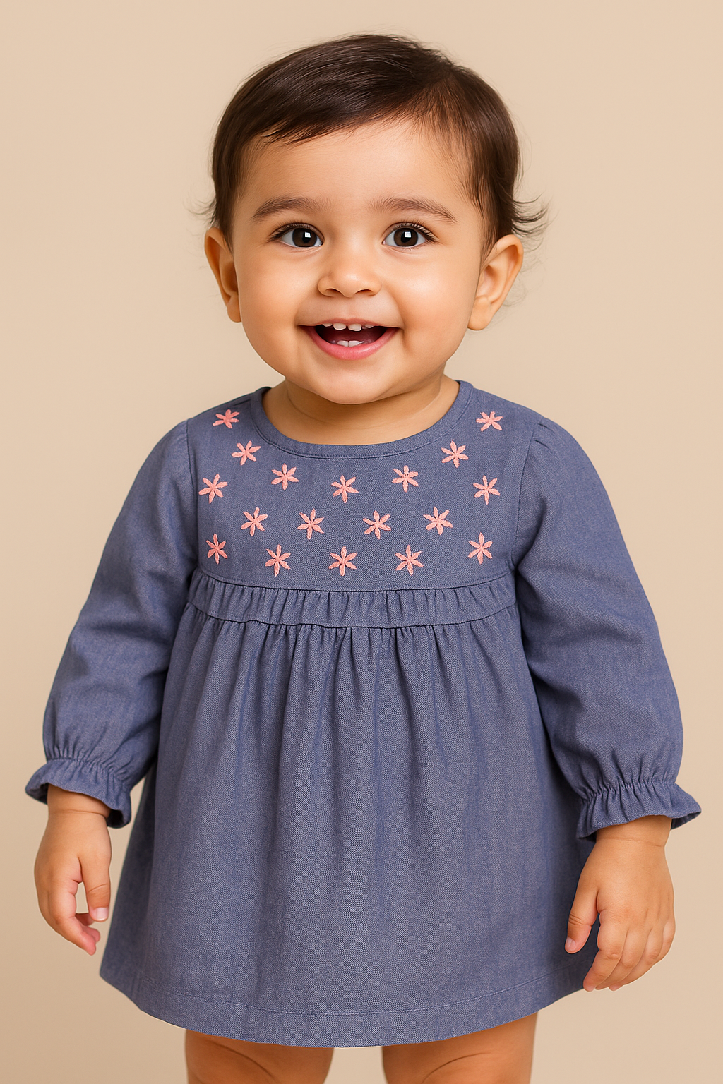 Charming Woven Chambrey with Floral Embroidery