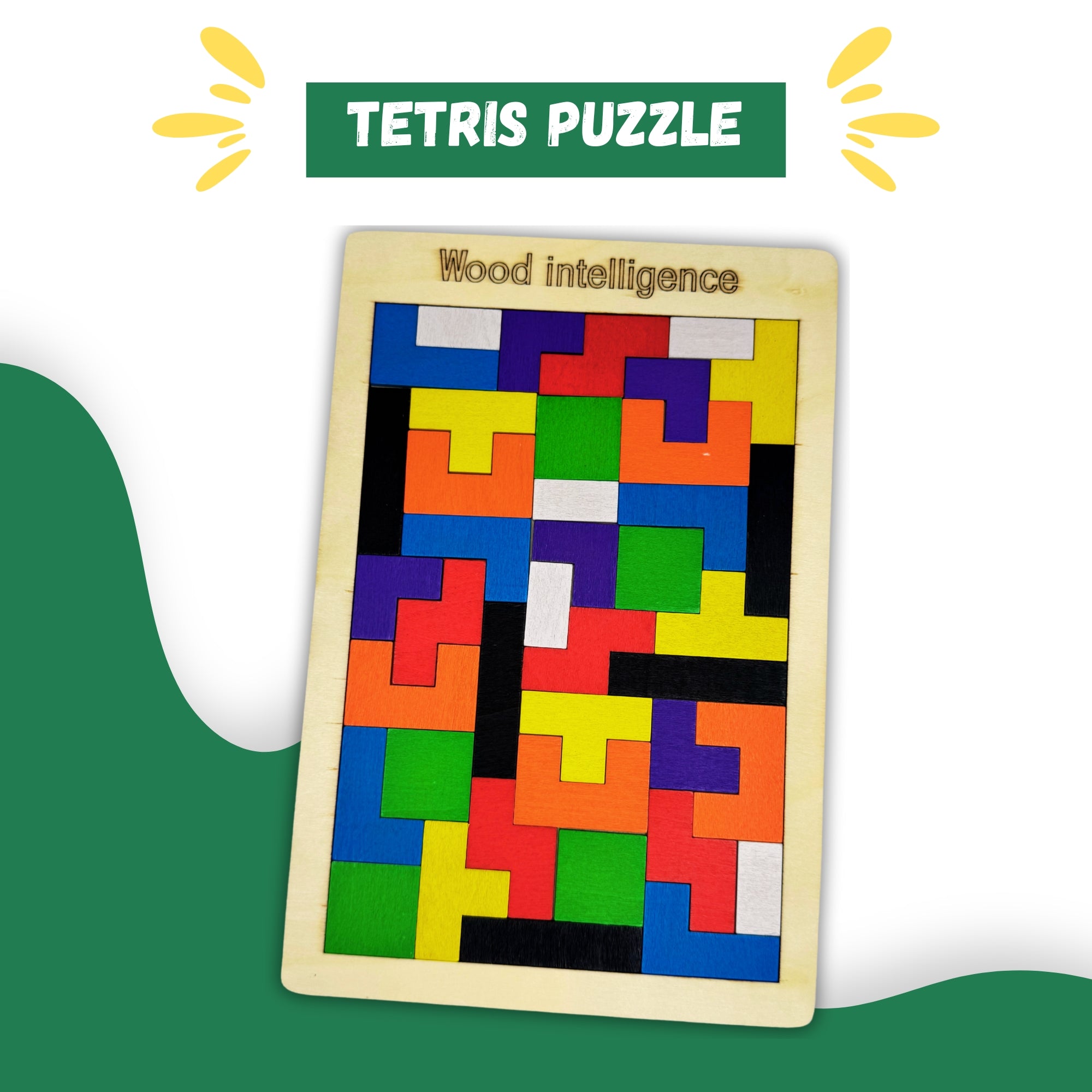 Wooden Tetris Puzzle Board