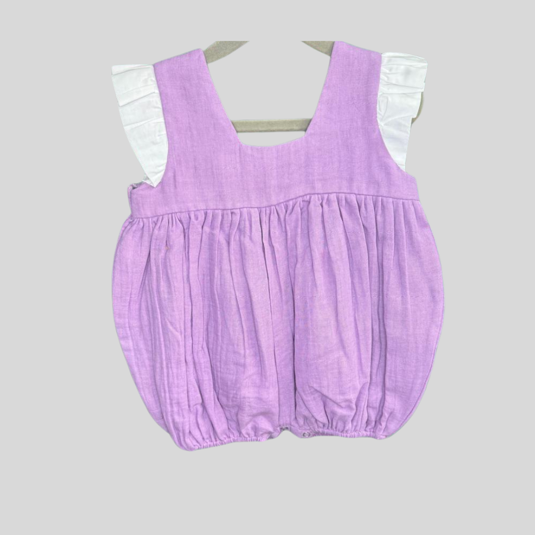 Double Cotton Purple Frill Onesie