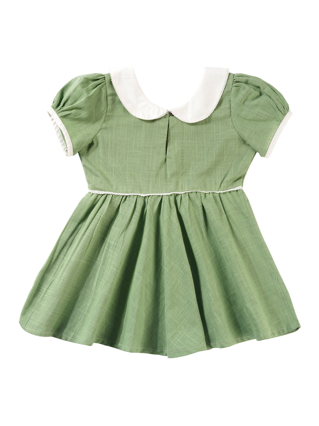 Pure Cotton Slub Pishta Green Dress