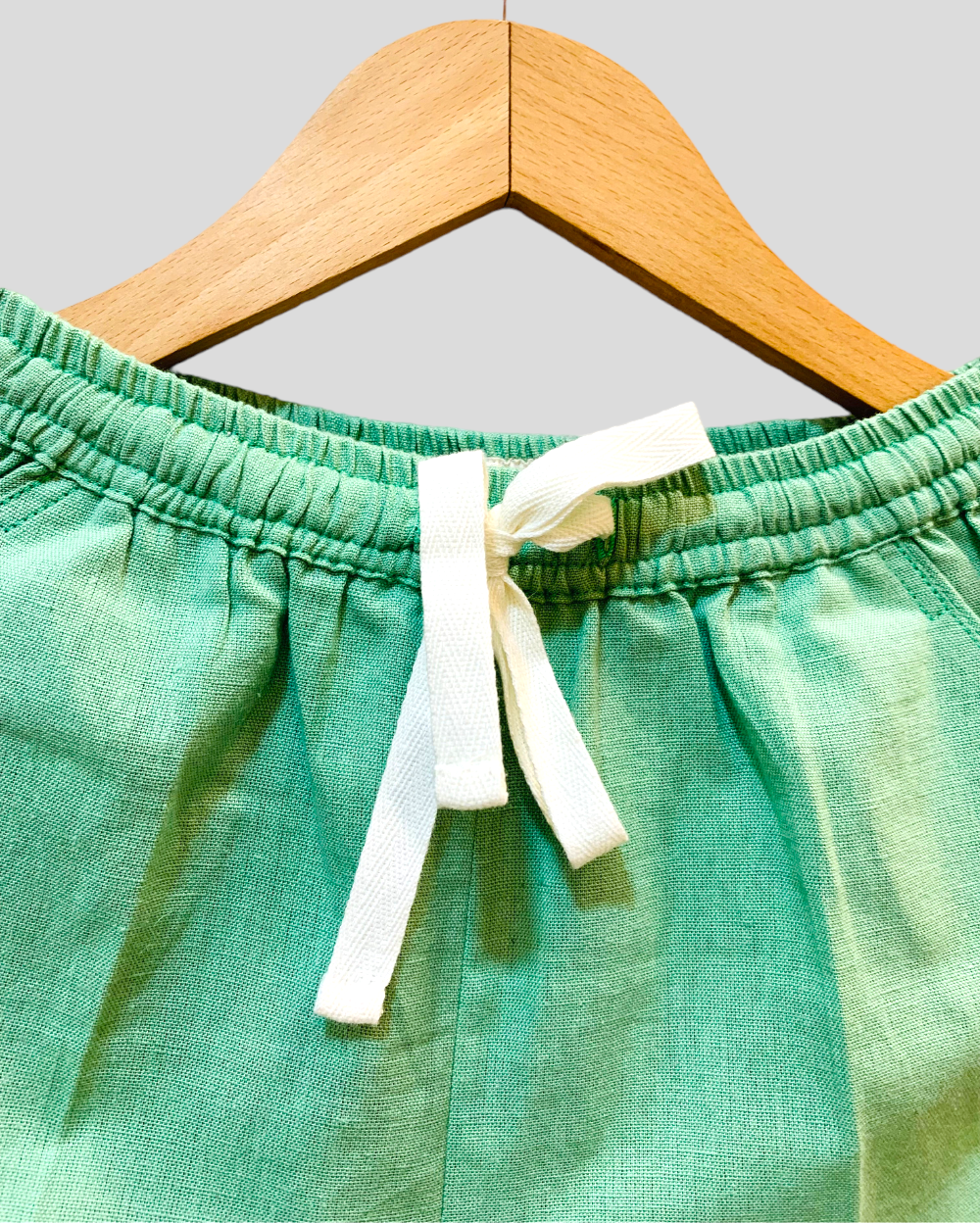 Green Shorts with Drawstrings