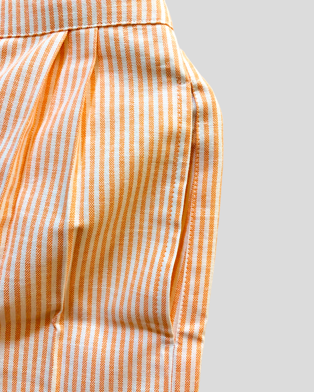 Orange Striped Pleated Shorts