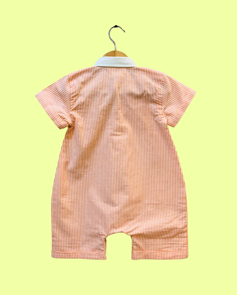 100% Cotton White Top & Yellow Shorts Baby Set' and 'Orange Striped Romper for Baby Boys - 2 Piece Set