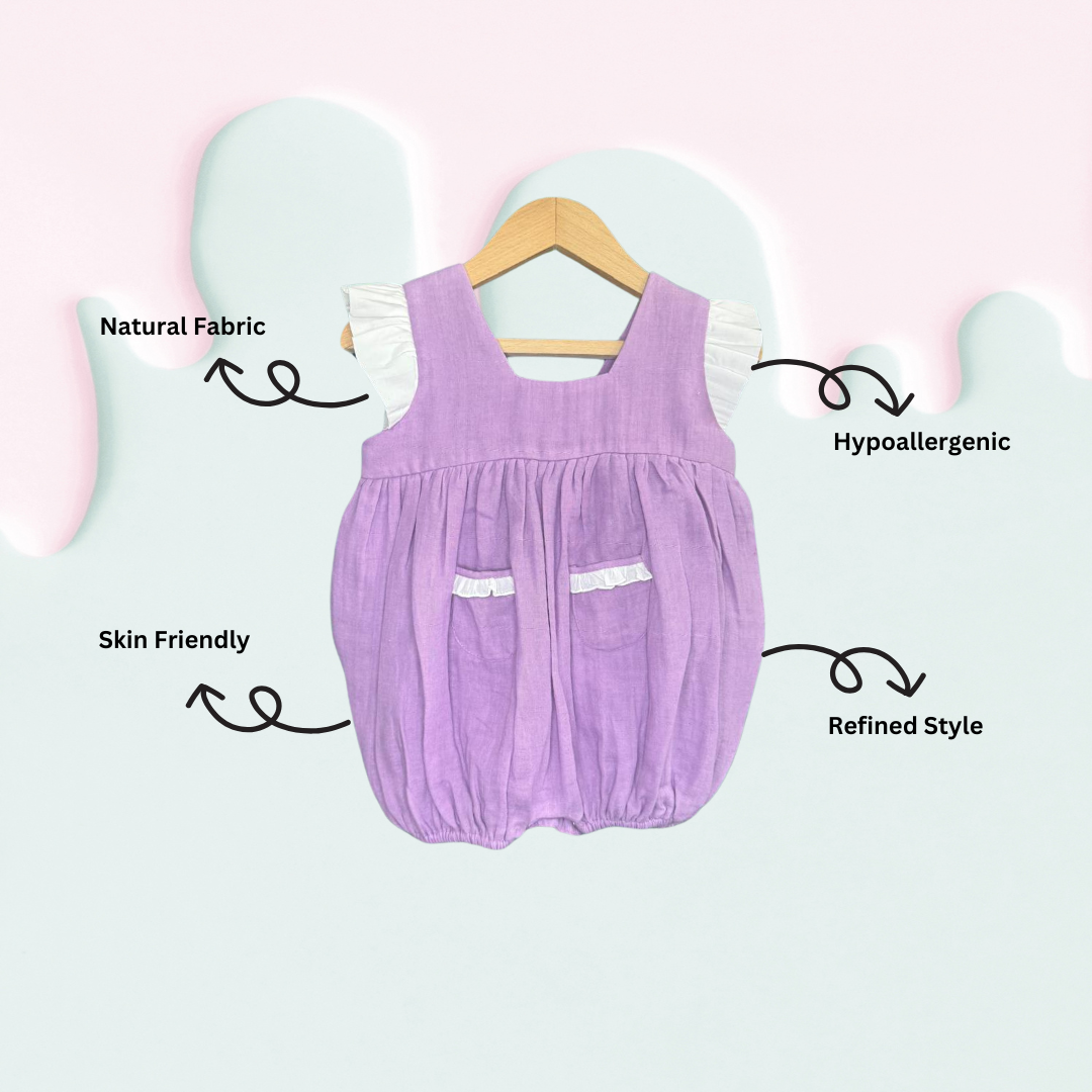 Double Cotton Purple Frill Onesie