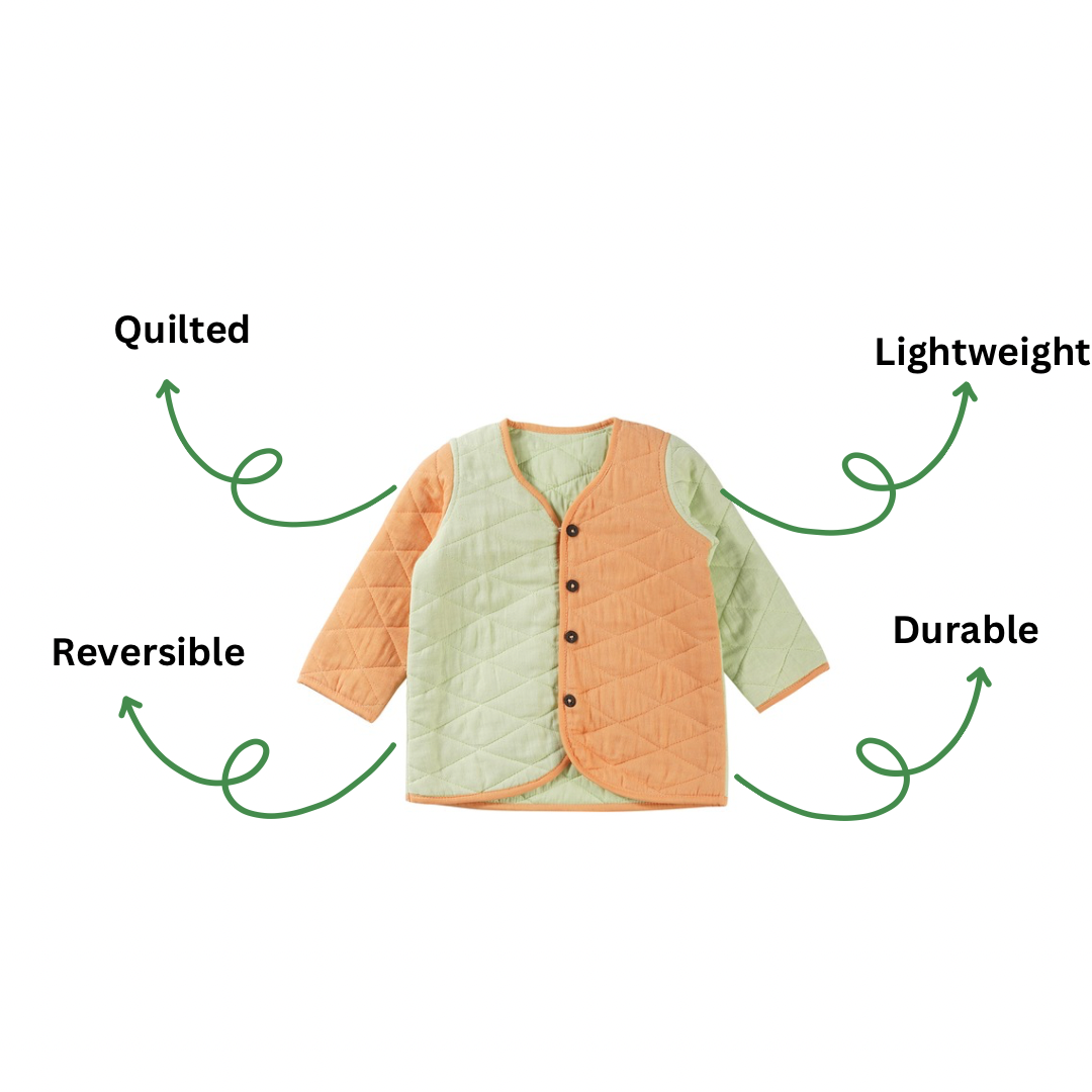 Quilted Jacket - Dual-Tone Green & Orange