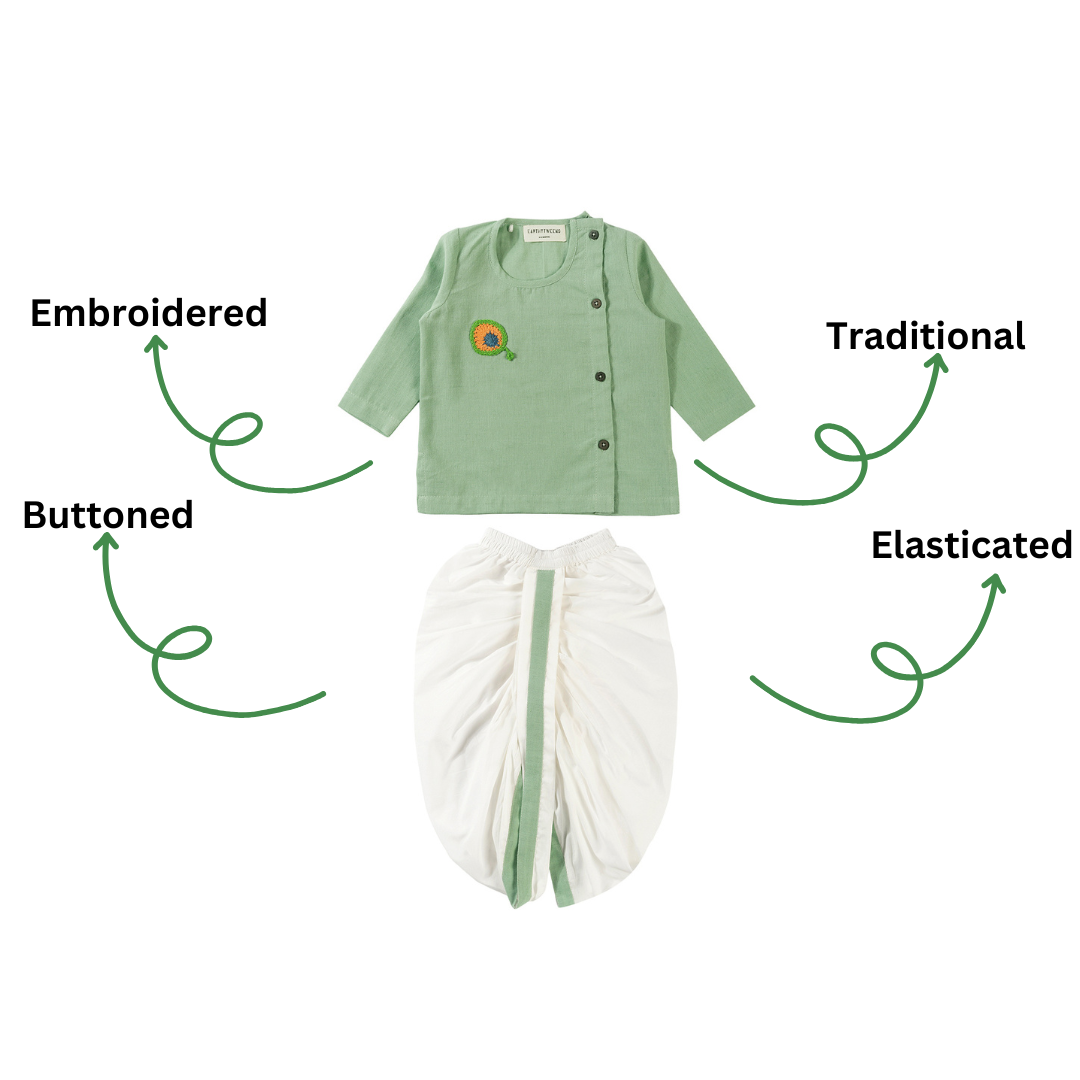 Peacock Pista Green Baby Dhoti Kurta Set