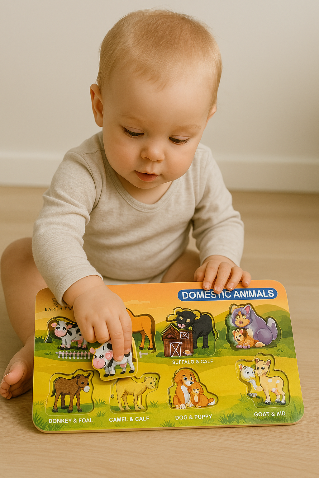 Domestic Animals Wooden Peg Puzzle