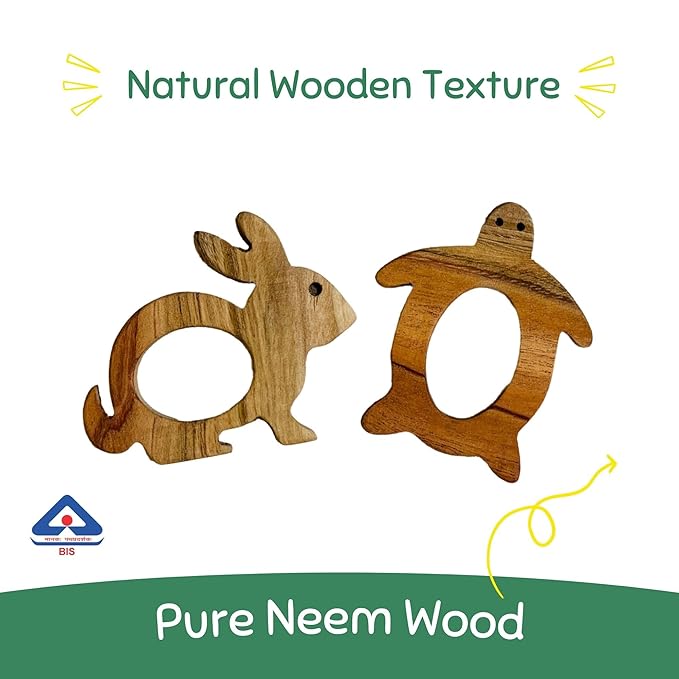 Beech Wood Rattle & Neem Wood Teethers (Set Of 3)