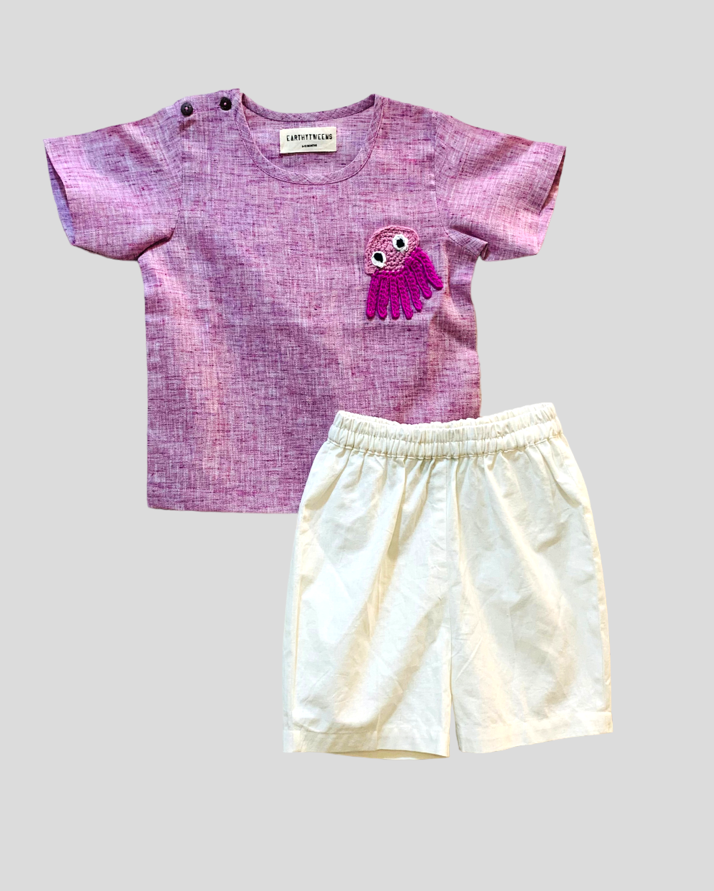 Purple Top & White Shorts Baby Set