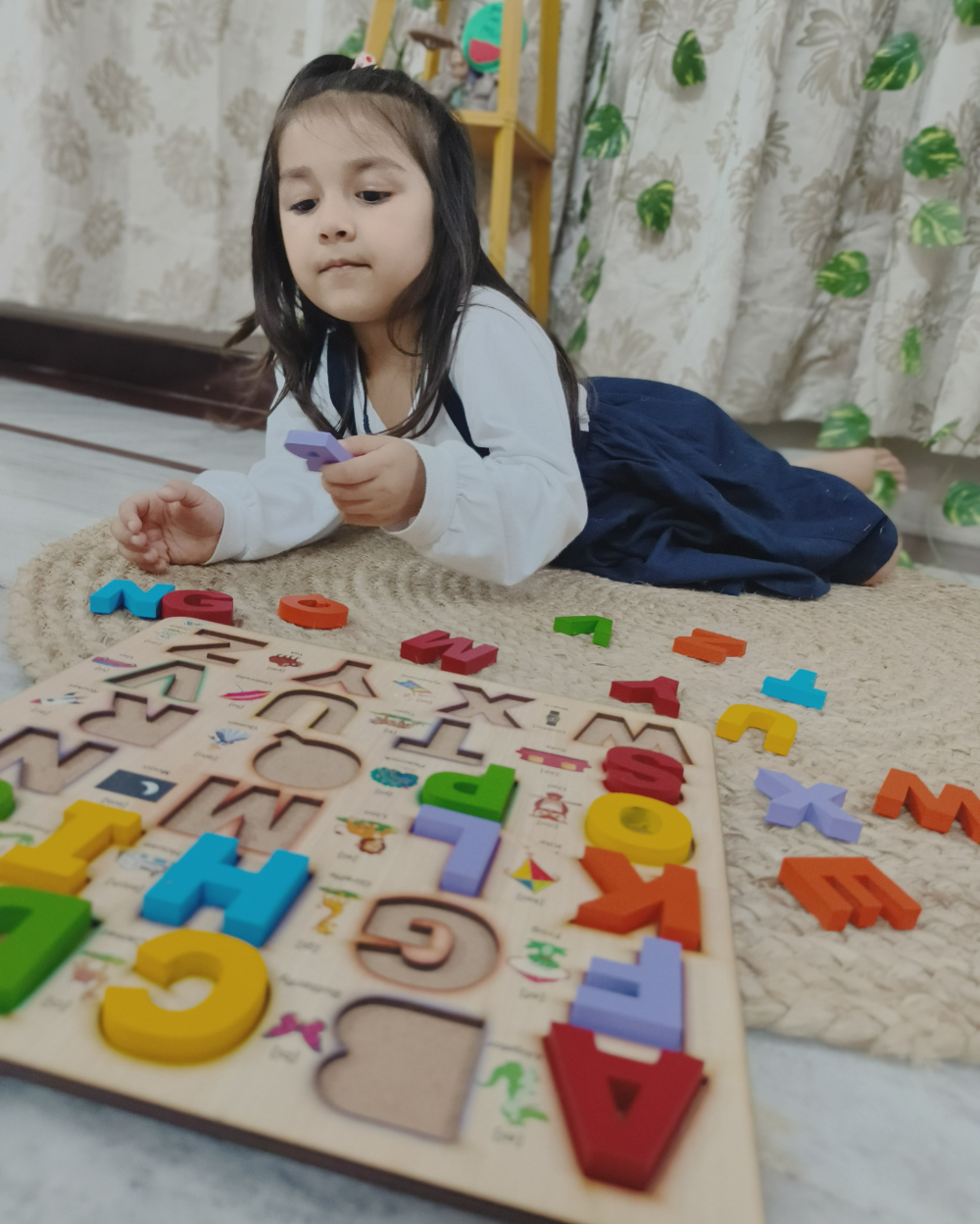 Capital Alphabet Wooden Board with girl