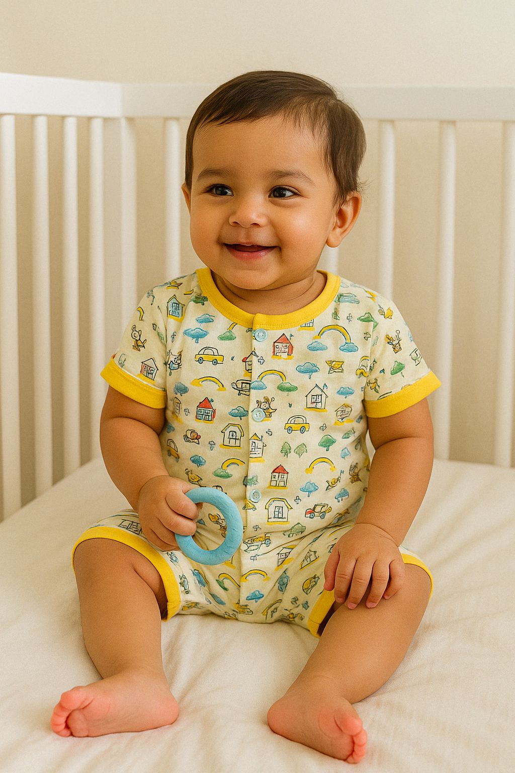 Yellow Printed Romper