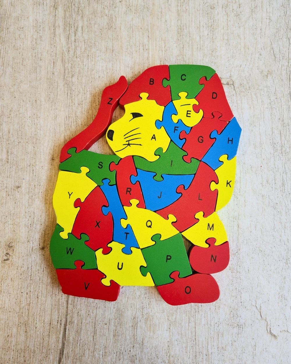 Yellow Lion Alphabets & Number Wooden Puzzle Earthytweens